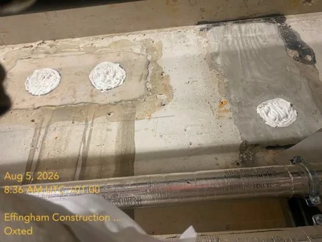 Treated redundant pipe penetrations at an Oxted tank room